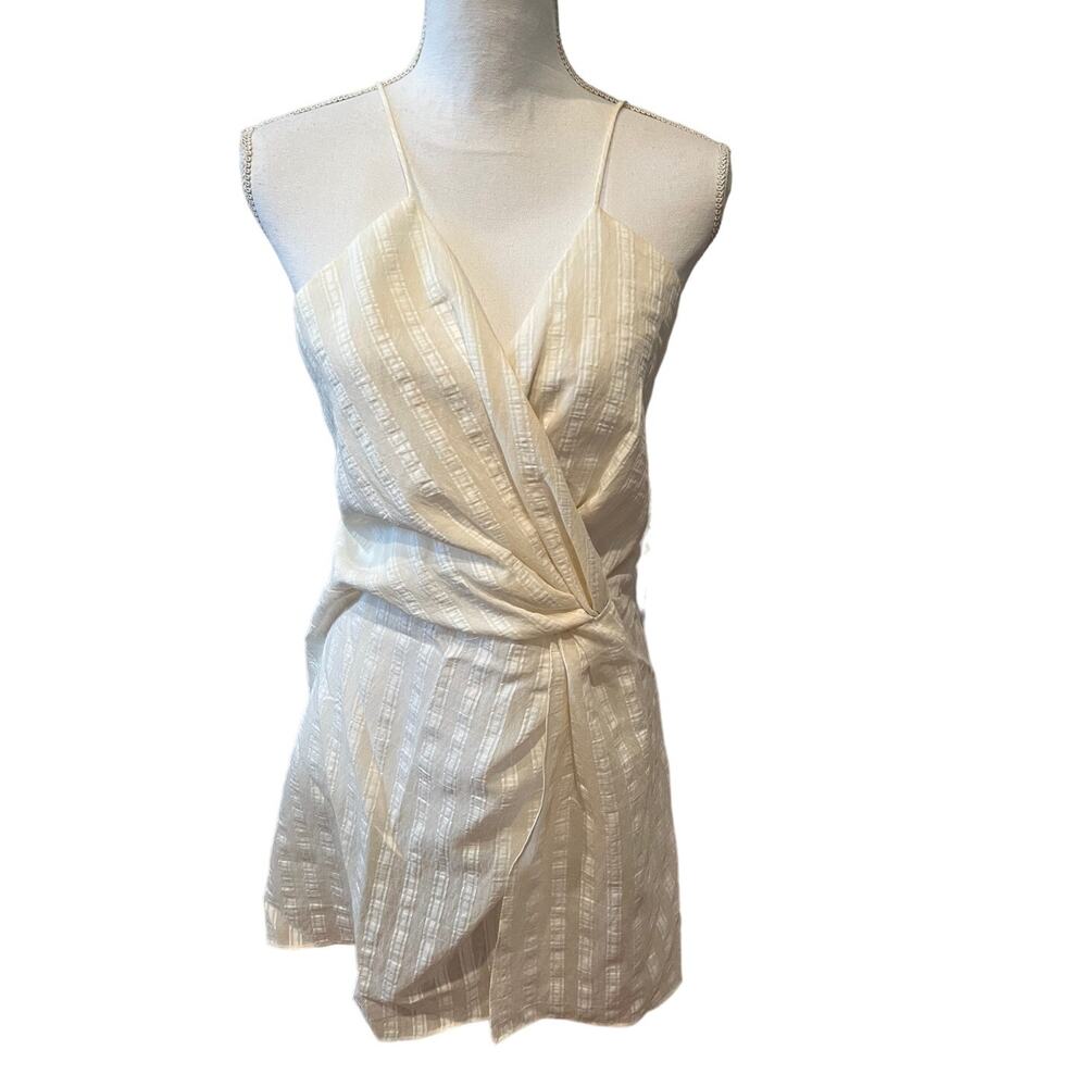 Zara Draped Front Low Back Mini Dress Off White L